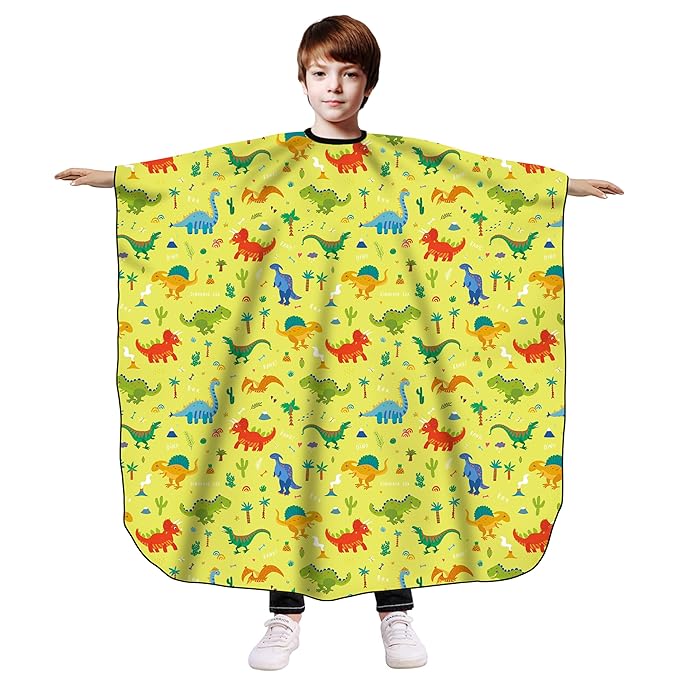 Pelocapa Kids Waterproof Salon Shampoo Capes - 39" 51" (Yellow Dinosaur)