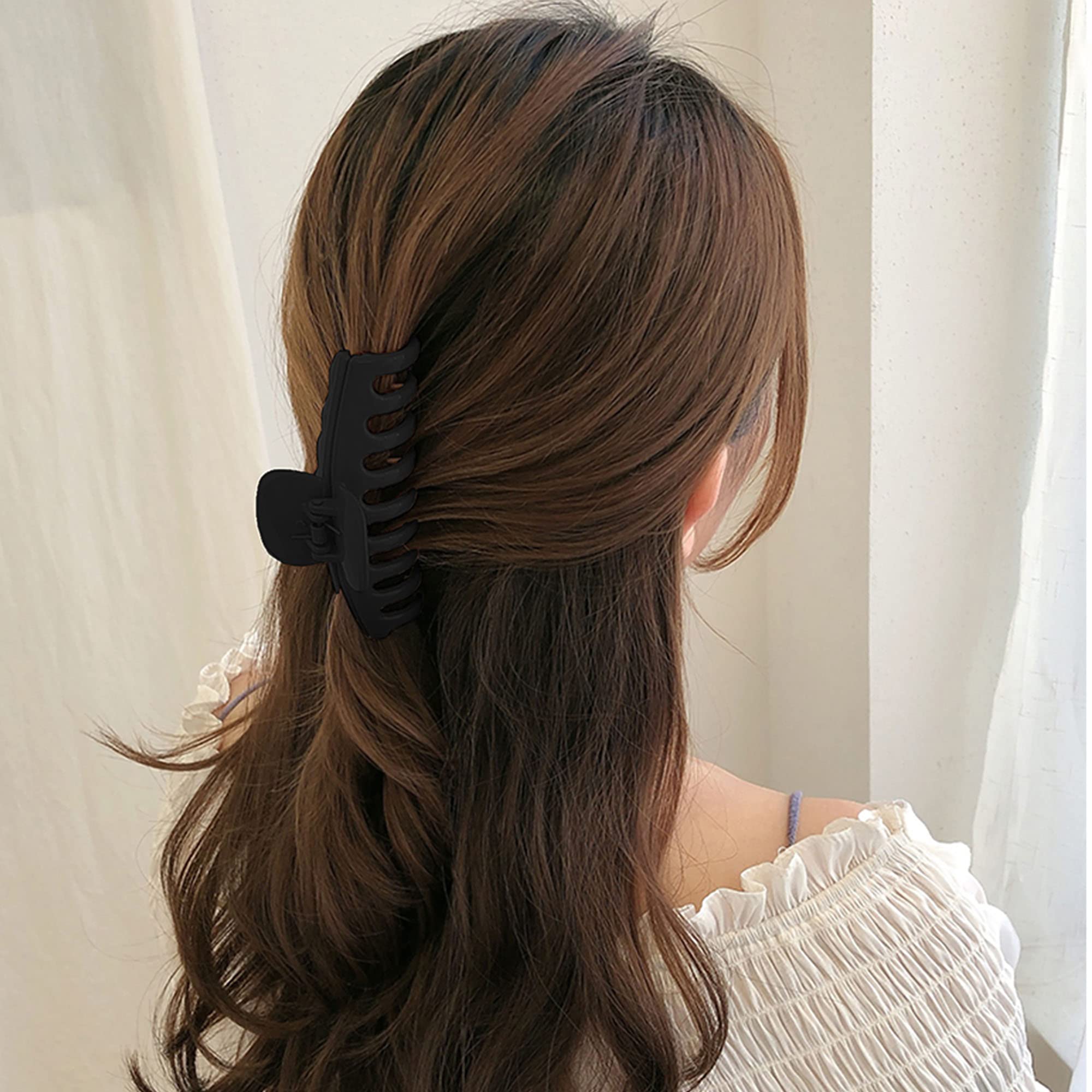 OWIIZI Large Claw Clips, 4.3" Matte Hair Clips for Women's Long Thick Hair, Non-Slip Barrette Clips (4packs)