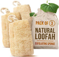 SERRENTO Loofah Body Scrubber Shower - Egyptian Luffa Sponge Pack of 3 Tan