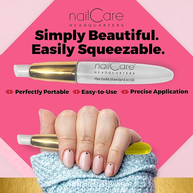 Nail Care Headquarters Refillable Empty Squeeze Cuticle Pens, perfect for holding Simply Pure Nail & Cuticle Oil - Gold Cap 3 Pack