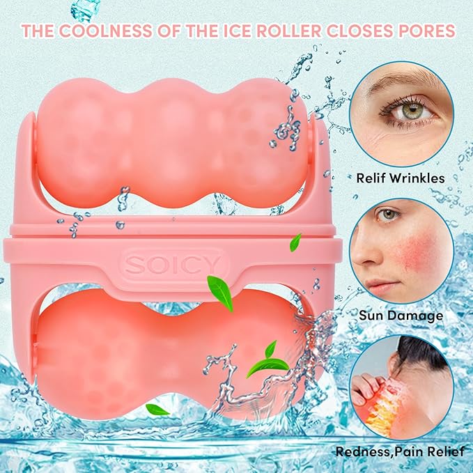 Ice Roller for Face,Eyes,Women Gifts Idea,Therapeutic Cooling to Tighten Brighten Complexion and Reduce Wrinkles,Massager Under Eye Puffiness,Migraine and Pain Relidf