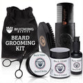 Beard Kit for Men - Beard Care Kit with Balm, Oil & Cream - Includes Wooden Comb, Brush, Scissors & Travel Bag - Vegan, Hypoallergenic, Allergen-Free & Cruelty-Free Grooming Kit