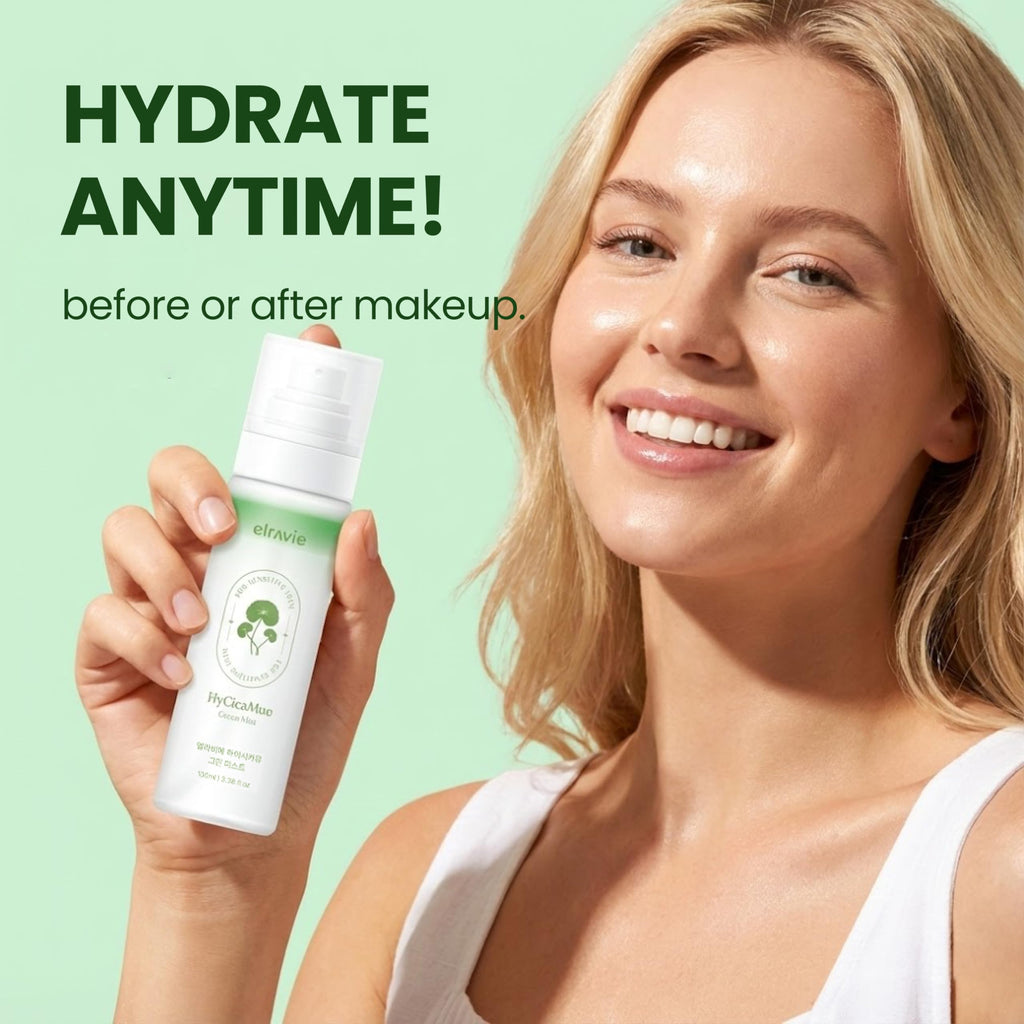 elravie HyCicaMue Green Face Mist | Calming Spray | 3.38 oz (100ml)