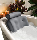 Everlasting Comfort Luxury Bath Pillow for Tub – Quick-Dry 4D Mesh – Gray