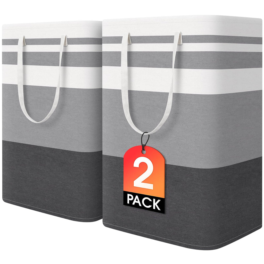 HomeHacks 2 Pack Large Laundry Baskets, Laundry Hampers Bags (Grey 75Lx2)