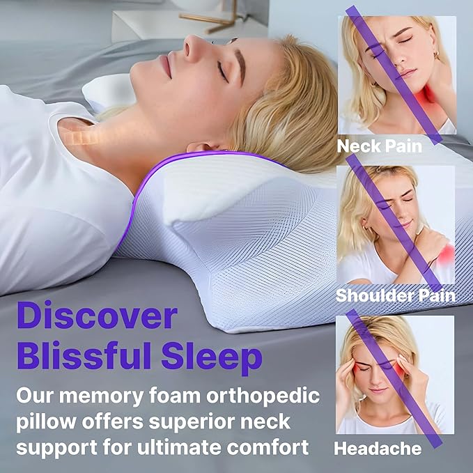 MAAS & BATH Ergo Z Pillow - 2-in-1 Ergonomic Pillow Made for Any Sleep Position, Breathable 100% Memory Foam, Inner Cover, Lightweight, Non-Toxic, Odorless Sleep-Friendly Support