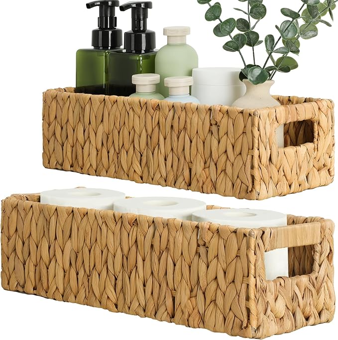 Toilet Paper Holder Bathroom Storage Wicker Basket Farmhouse Decor Small
