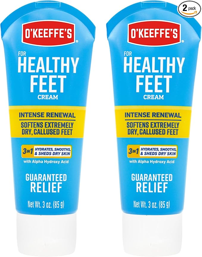 O'Keeffe's for Healthy Feet Intense Renewal Cream with Urea & Alpha Hydroxy Acid - 3 oz Tube (1 Pack) - Chemically Exfoliates and Softens Extremely Callused, Dry Feet