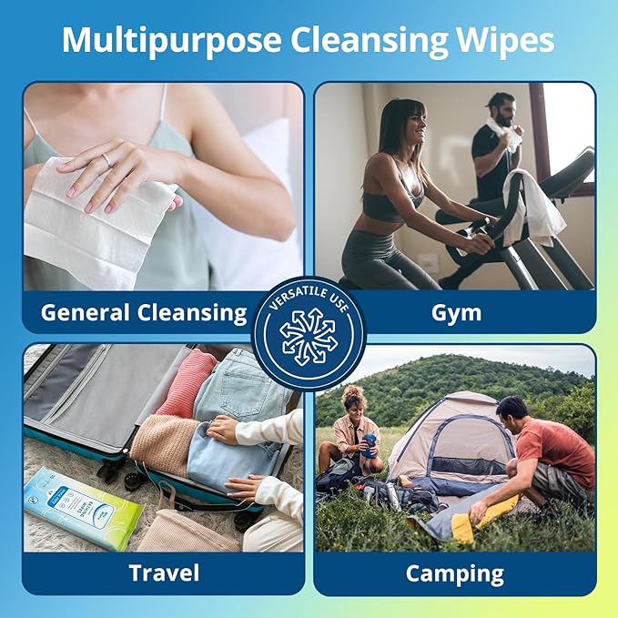 WhyWorry Bathing Wipes for Adults Rinse Free, 8" x 12" Unscented, 50 Count