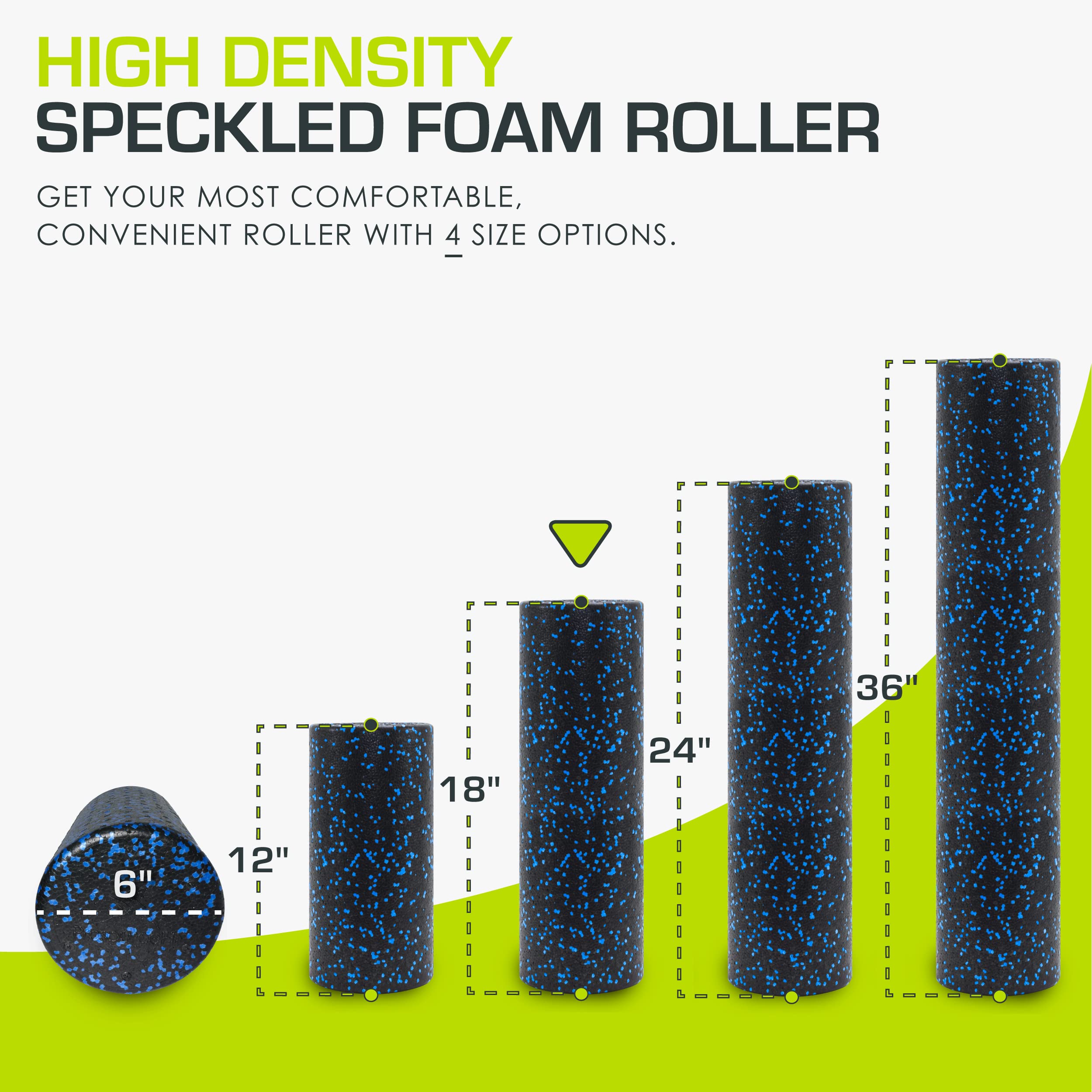ProsourceFit High Density Foam Rollers 18 - inches long, Firm Full Body Athletic Massage Tool for Back Stretching, Yoga, Pilates, Post Workout Muscle Recuperation, Black/Blue