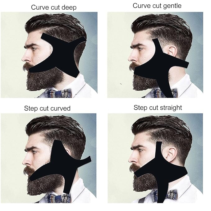 Beard Shaper Kit, 5 Piece Beard Shaping & Styling Tool, Beard Shaping Tool for Men, Beard Lineup Guide Template, Beard Styling Tool for Hairline Neckline (Black)
