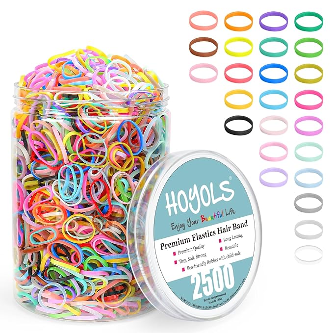 HOYOLS Colorful Mini Rubber Bands, Hair Ties for Braids