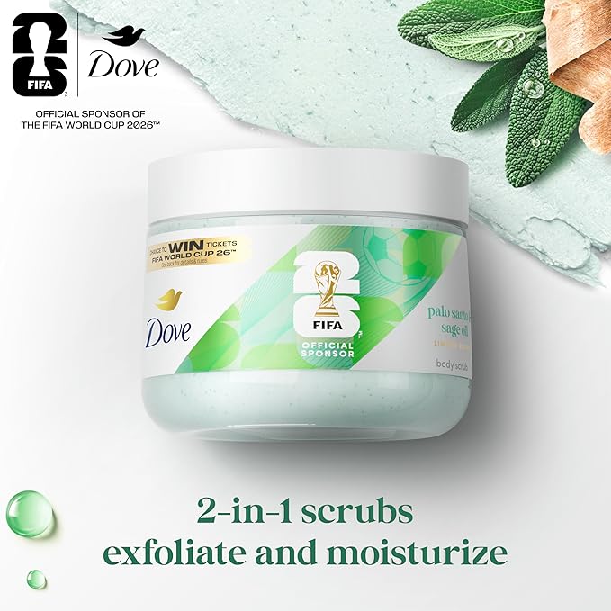Dove Limited Edition Body Scrub Palo Santo & Sage Oil For Exfoliated & Hydrated skin 15 OZ