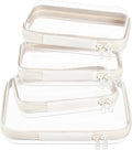 WELPIRT 4 pcs Clear Zipper Pouches,Hard Shell Zipper Case, Toiletry Bag for Travel, CLear Diaper Bag, Toiletry Pouch, Travel Organizer, Cosmetic Bag,Toy Storage Bins (M+3S)(Ivory)