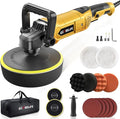 GEVEELIFE Buffer Polisher, 6 Inch/7 Inch 1600W Rotary Car Buffer Polisher Waxer, 7 Variable Speed 1000-3500 RPM, Detachable Handle for Car, Boat Sanding, Polishing, Waxing(Yellow)