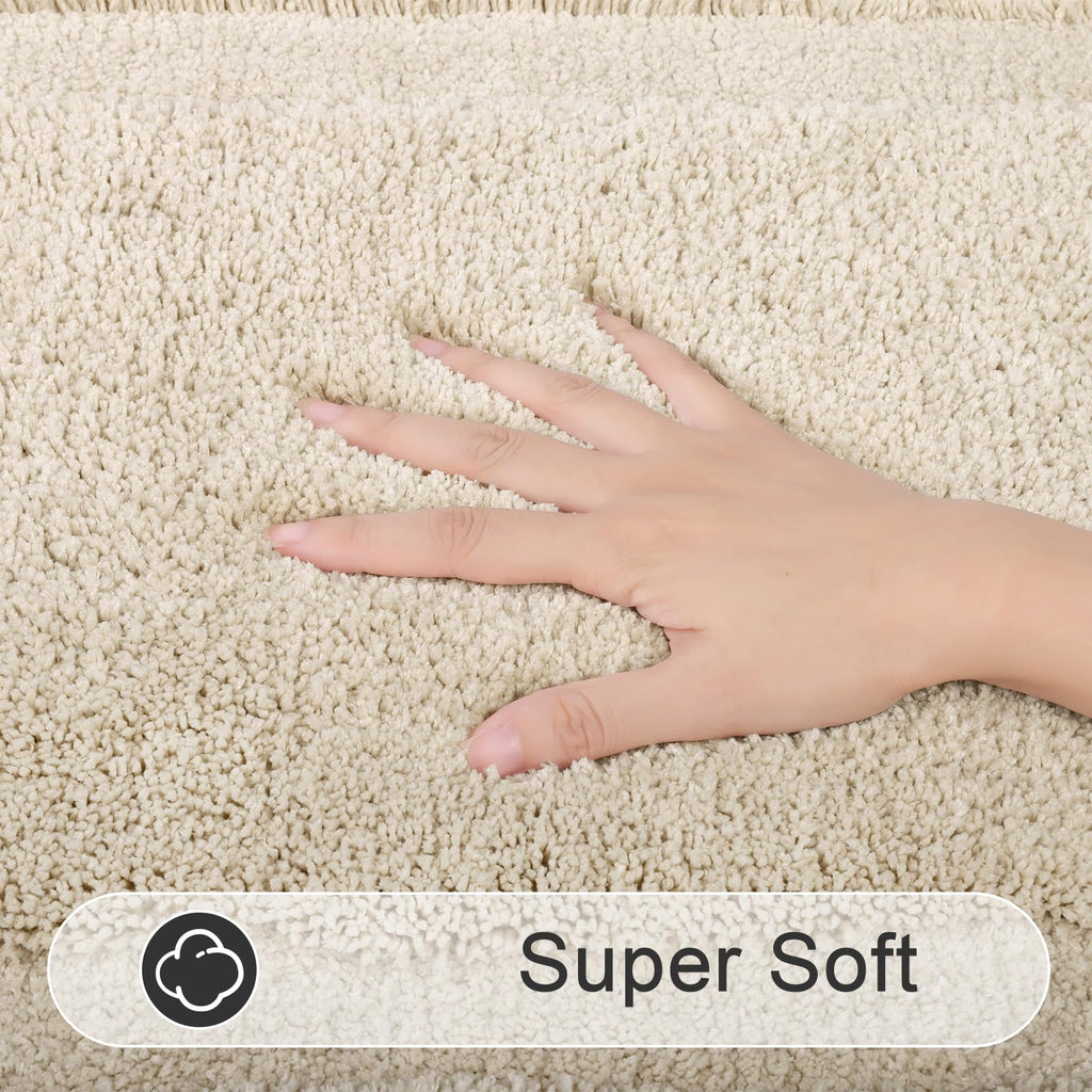 SHACOS Soft Microfiber Light Beige Bathroom Rugs Sets 2 Pieces 32x20 inch