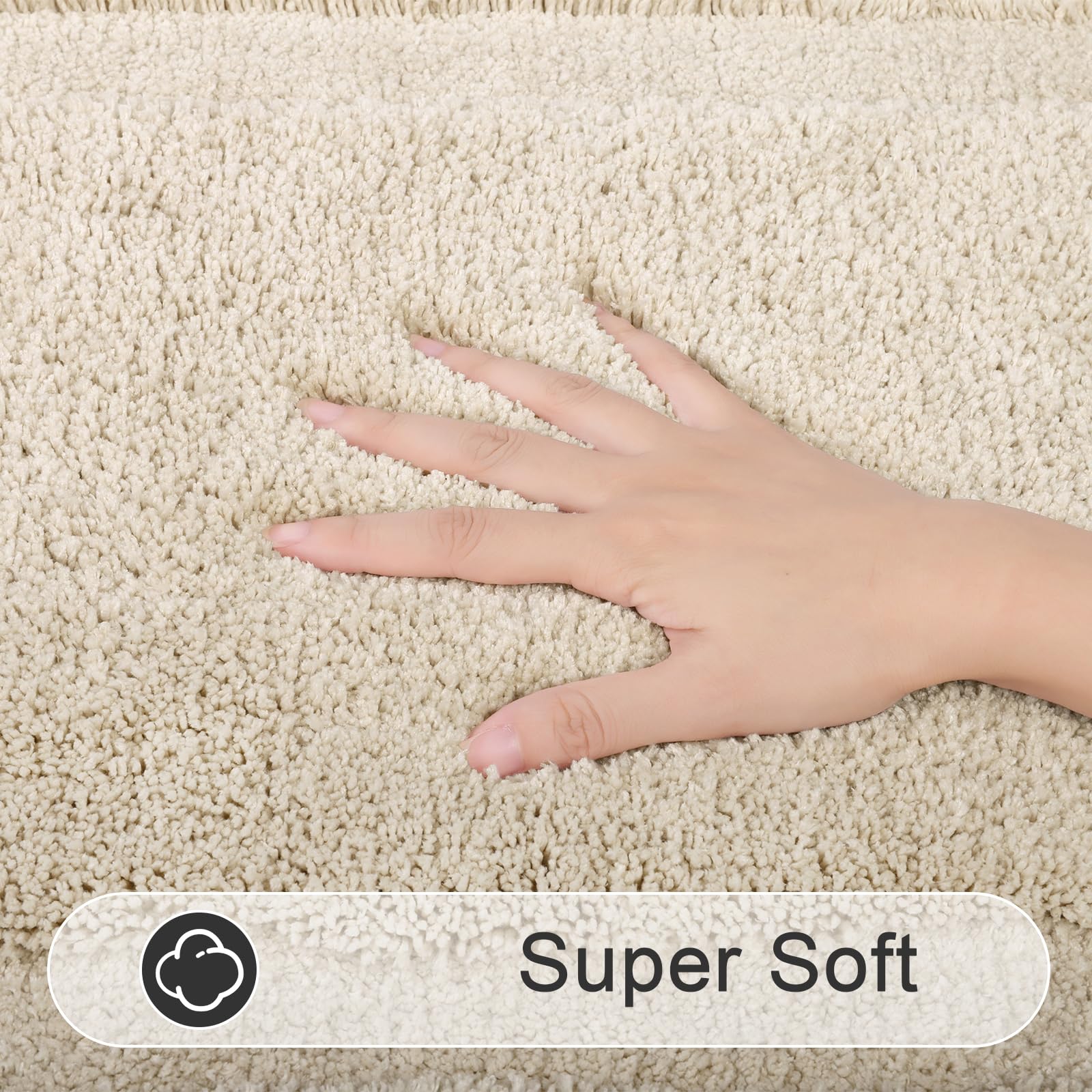 SHACOS Soft Microfiber Light Beige Bathroom Rugs Sets 2 Pieces 32x20 inch