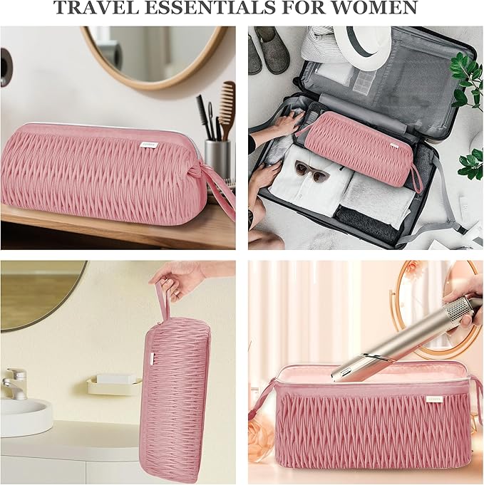 Leudes Dy son Air wrap Travel Case for Shark Hair Dryer Airstraight Flex Style Hair Attachment Tool Organizer Accessories Air Wrap Flat Curling Iron Carrying Case (Dark Pink)