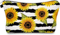 Aiphamy Cute Travel Makeup Bag Cosmetic Bag Small Pouch Gift for Women (Stripes Sunflowers)