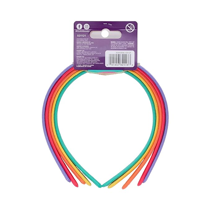GOODY Kids Ouchless Classic Headband, Assorted Colors - For All Hair Types - Beautiful Design for Instant Style - Pain-Free Hair Accessories for Boys, and Girls, 5 Count (Pack of 2)