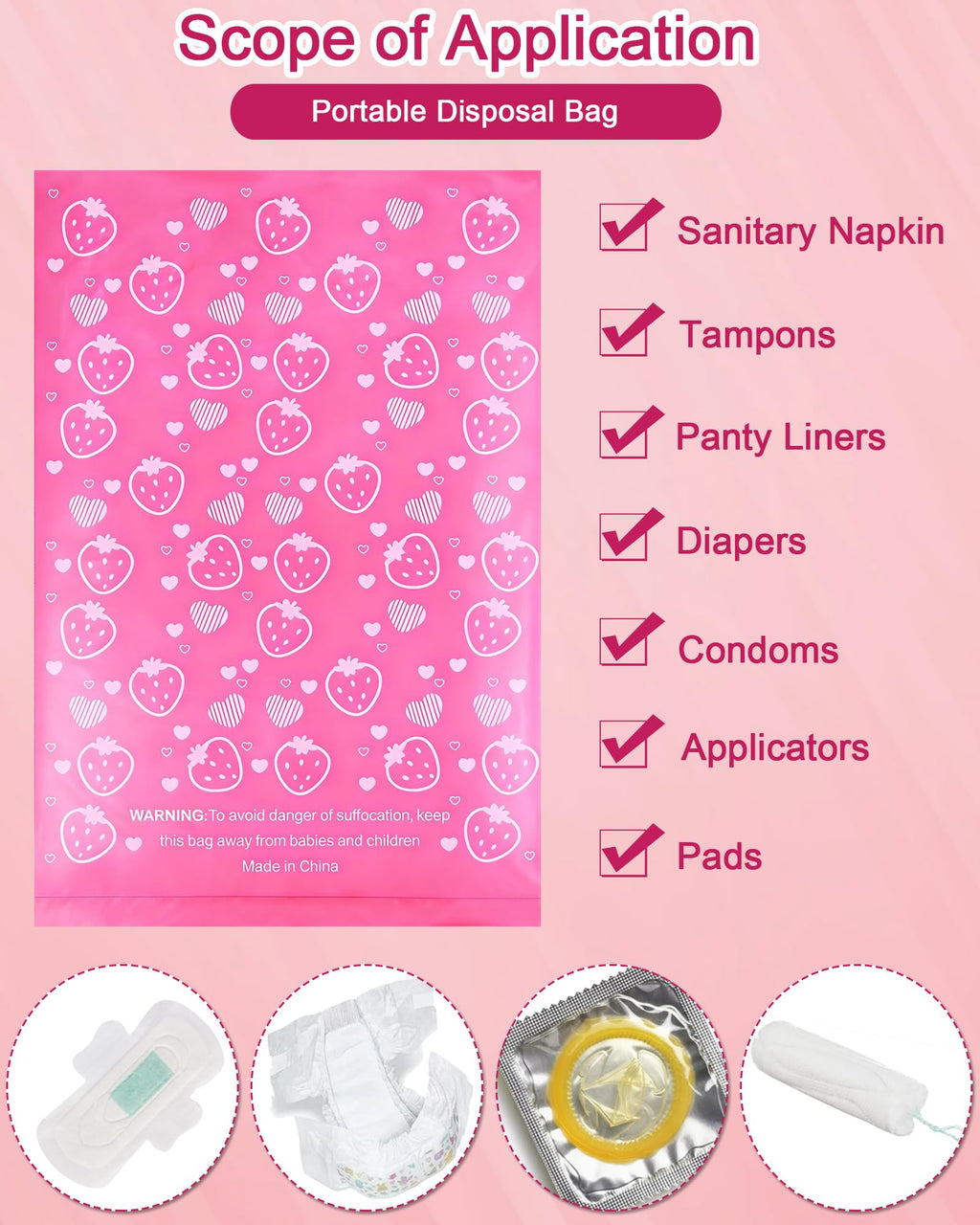 150 Pcs Sanitary Napkin Disposal Bags, ArtCute Sanitary Pad Disposable Bags Personal Care Tampons Disposal Trash Bag for Sanitary Women Privacy Handling Diaper Bag