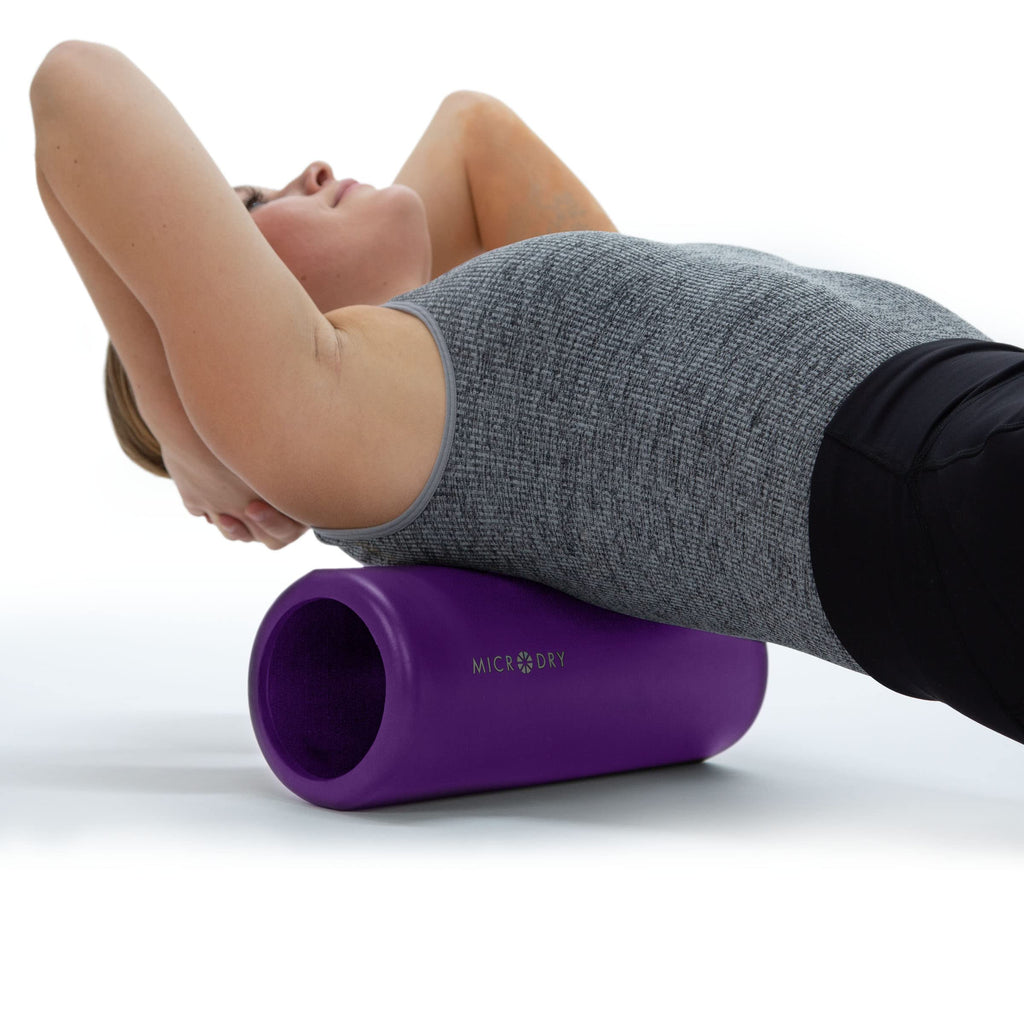 MICRODRY Deluxe Fitness Foam Back Roller for Muscle Relief, Roller for Yoga, Stretching, Deep Tissue Firm Massage & Trigger Point Release, Exercise Workout at Home or Gym, 13x5.3, Purple