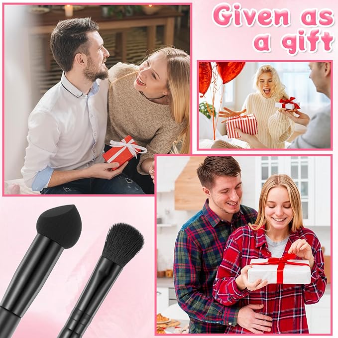 2 Pcs Dual-Ended Hairline Powder Brush, Hairline Concealer Brush Set with Sponge Tip and Contour Tip for Covering Hair Root Travel Makeup Brushes Set for Concealer, Contour, Root Touch Up