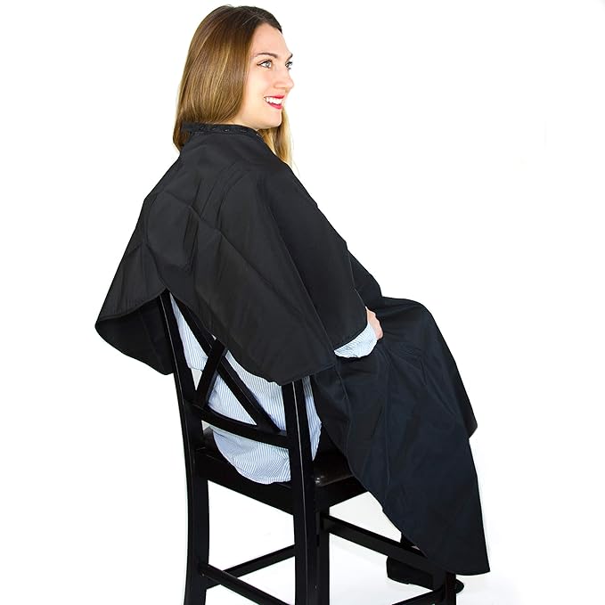 Black Hair Coloring Cape - Water-Resistant Salon Cape for Women