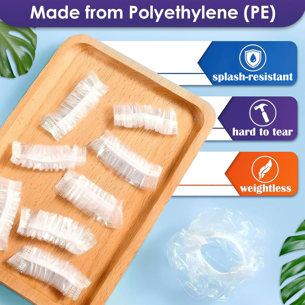 200 Pcs Disposable Ear Covers for Shower, Extends from 1.97" to 4.6"