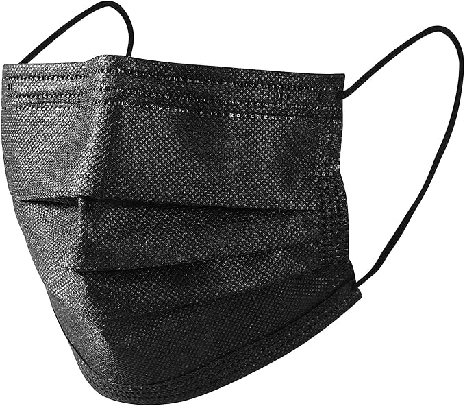 Disposable Face Masks, 50 Pack, Black, 3-Ply, Single Daily Use, Face Mask for Women & Men