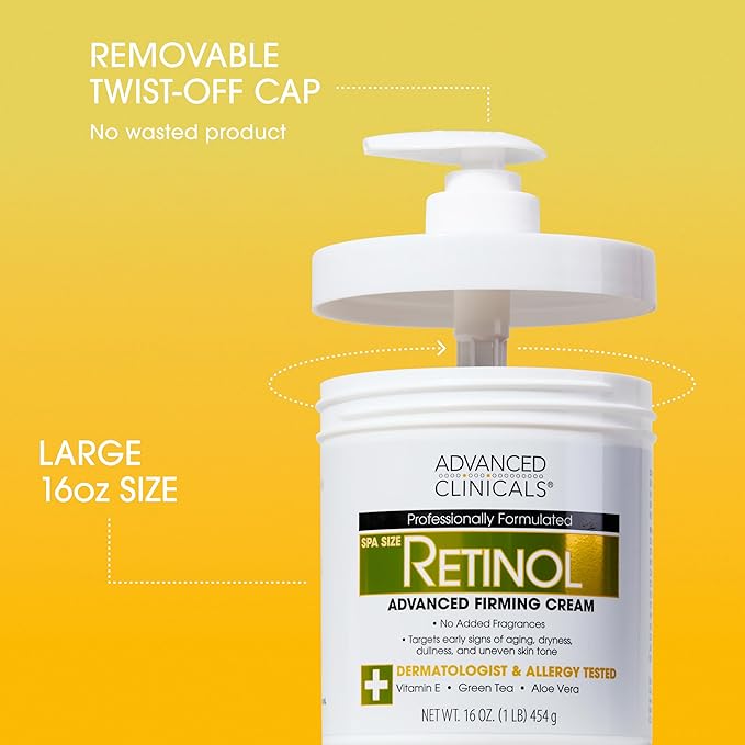 Advanced Clinicals Retinol Body Lotion + Brightening Vitamin C Lotion 2pc Skincare Set For Women & Men | Body Cream & Face Moisturizer Set Helps Improve The Look Of Dark Spots & Uneven Skin Tone, 2PC