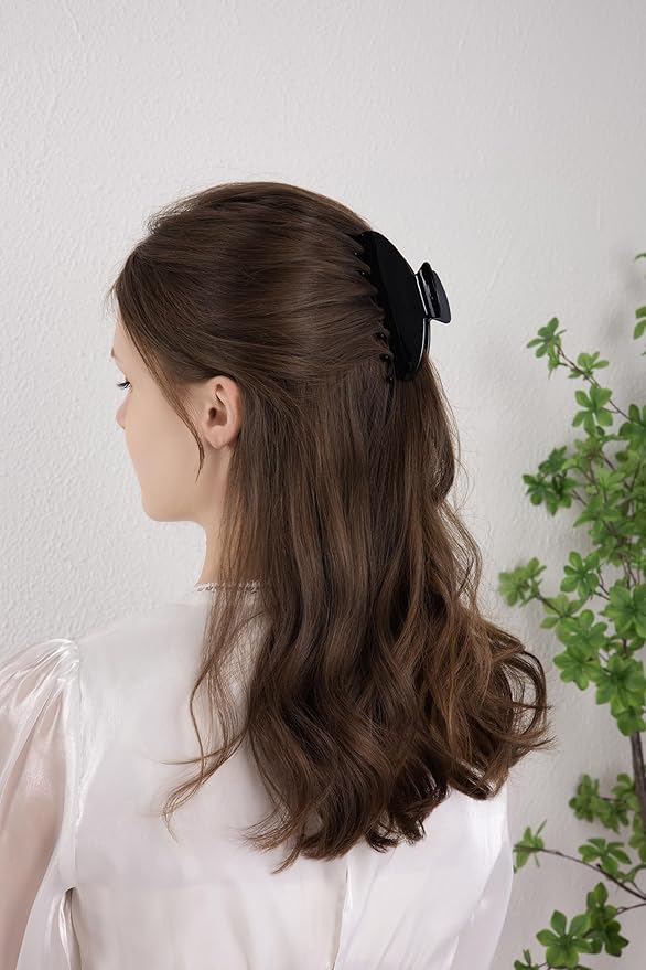 OideGuiing Durable Acetate Hair Clips - 4-Inch Black Claw Clips for Fine and Thick Hair (Black)