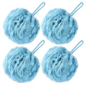 VANZAVANZU Bath Loofah Large 80g Shower Sponge Body Scrubber Mesh Pouf for Men and Women, Set of 4 (Turquoise)