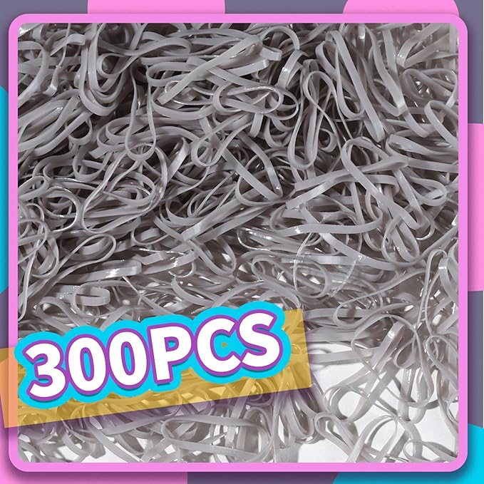Teenitor Gray Elastics Ties,Rubber Bands for Hair, Elastics for Hair,Elastic Hair Bands,300pcs,Gray