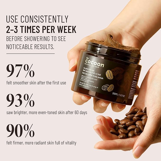 Cocoon Dak Lak Coffee Body & Face Care Set, Vegan Coffee Exfoliating Scrub and Body Butter Bundle for Smoother, Softer Skin, Hydrating Skincare Gift Set, 6.76 fl oz Each