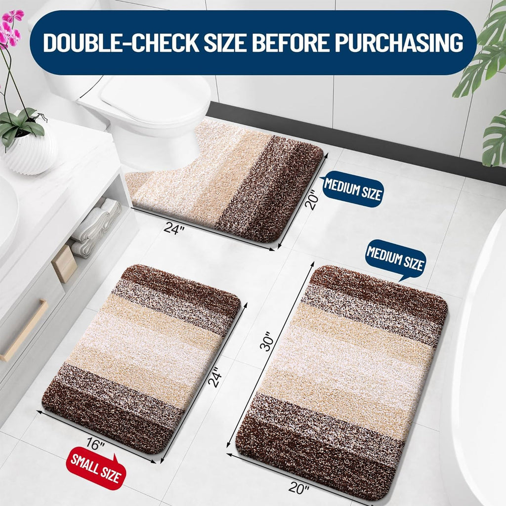 OLANLY Microfiber Bathroom Rugs Sets 3 Piece, 30"x20"+24"x16"+24"x20"