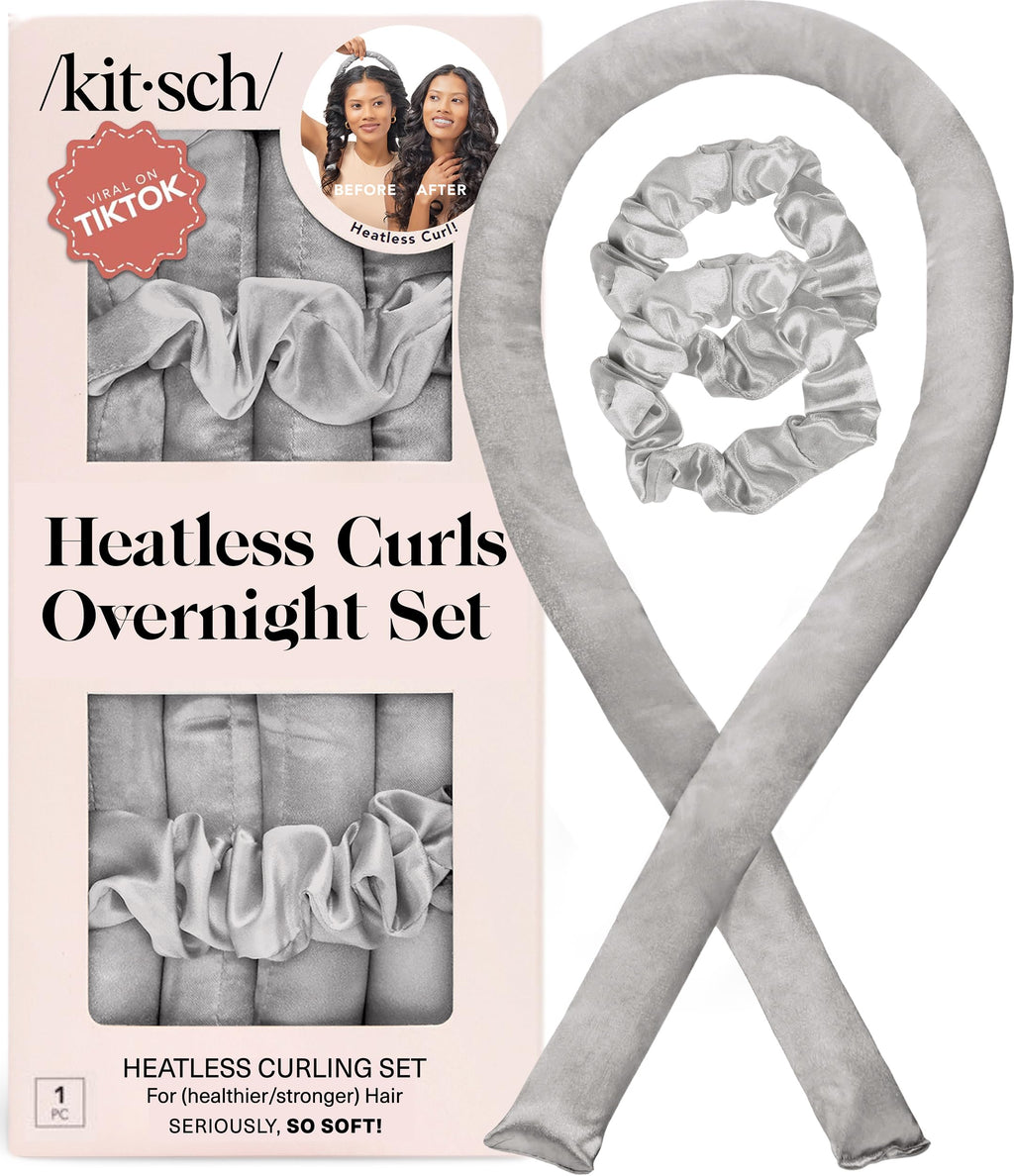 Kitsch Satin Heatless Curls Overnight Set - Silver