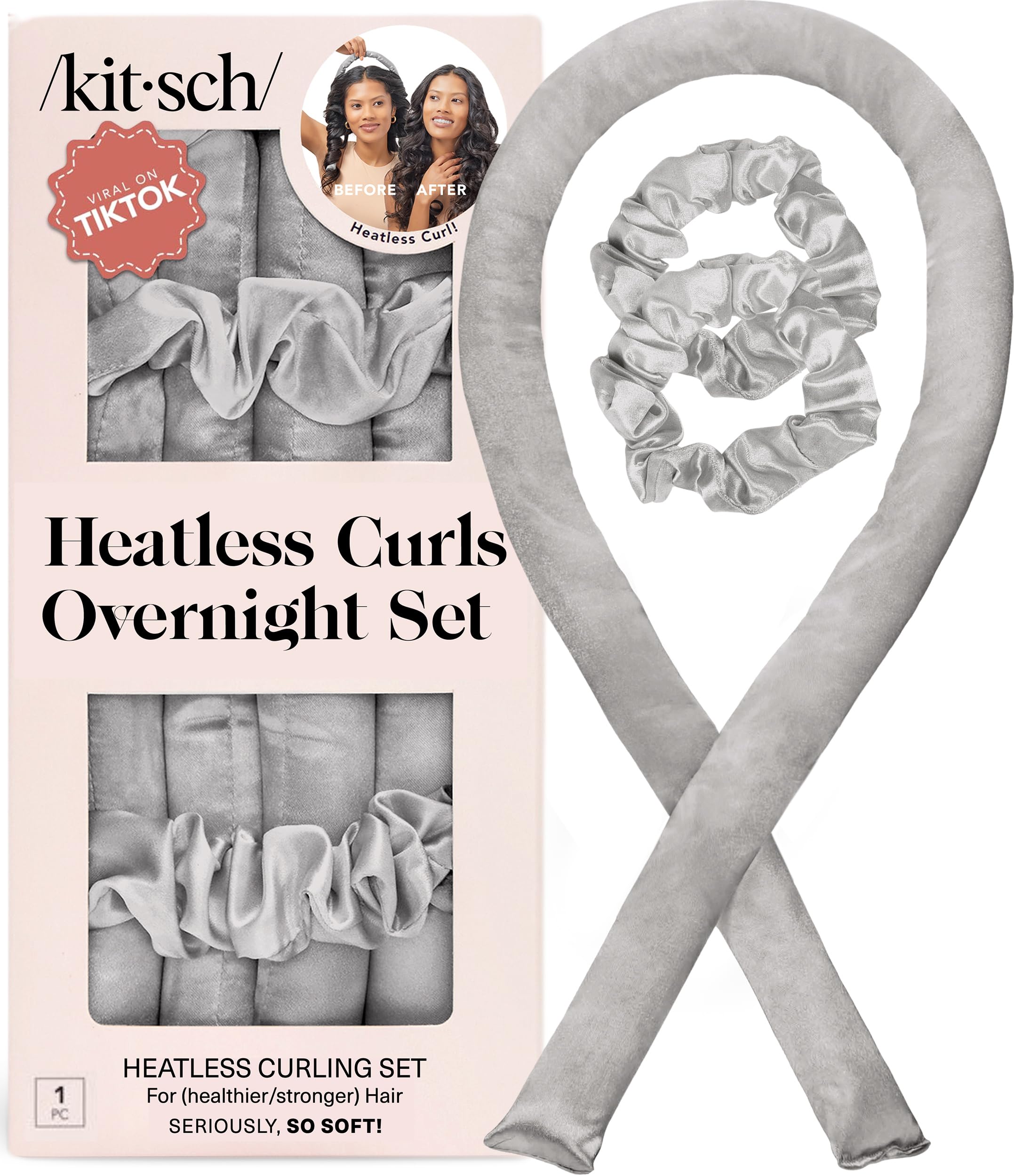 Kitsch Satin Heatless Curls Overnight Set - Silver