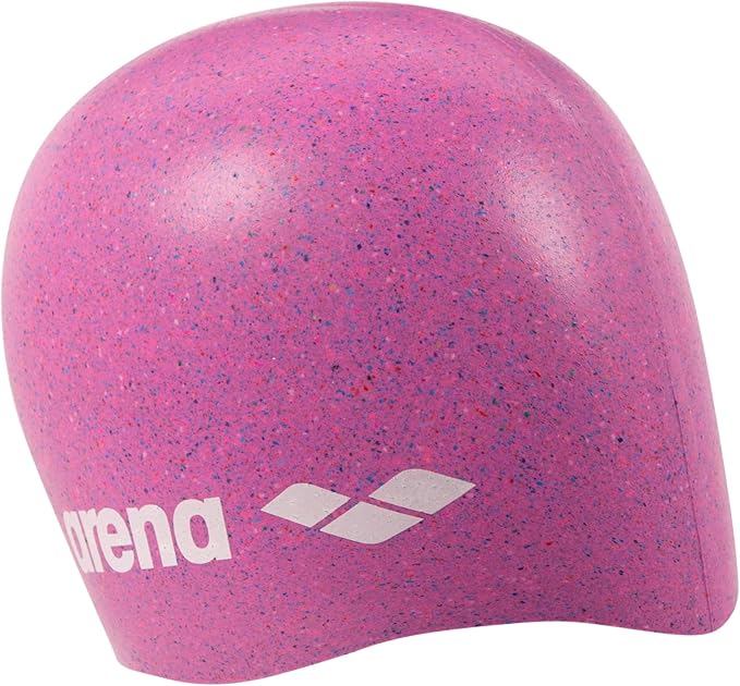 Arena Classic Unisex Recycled Silicone Swim Cap for Women and Men, Intensive Training and Racing Comfortable Long Hair Swimming Hat, Pink/Multi
