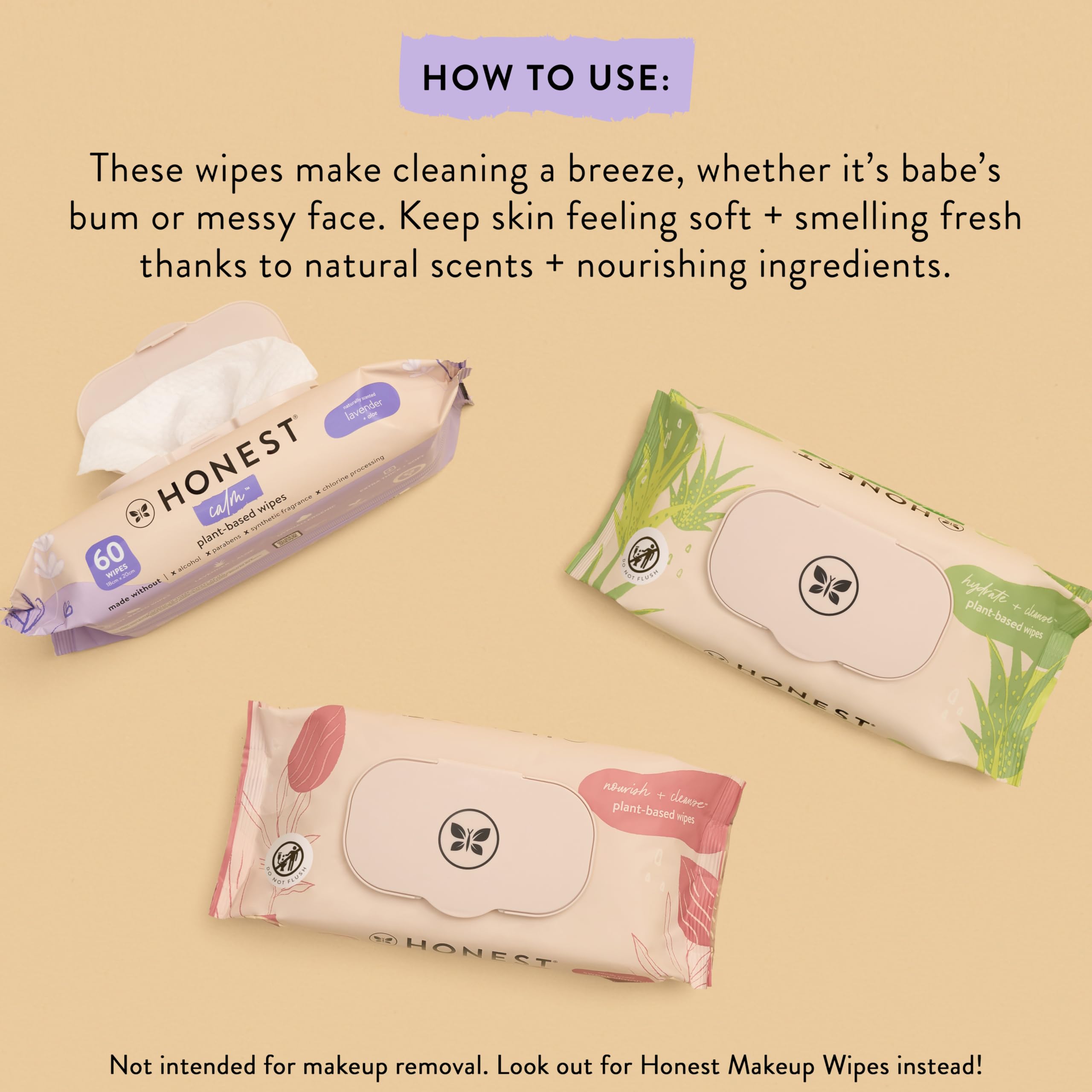 The Honest Company Hydrate and Cleanse Naturally Scented Wipes, Cleansing Multi-Tasking, 99% Water, Plant Based, Hypoallergenic, Aloe Cucumber, 60 Count
