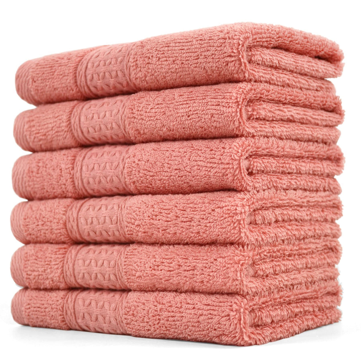 Cleanbear Washcloths Orange Face Cloths Set of 6 - Cotton 13” x 13”