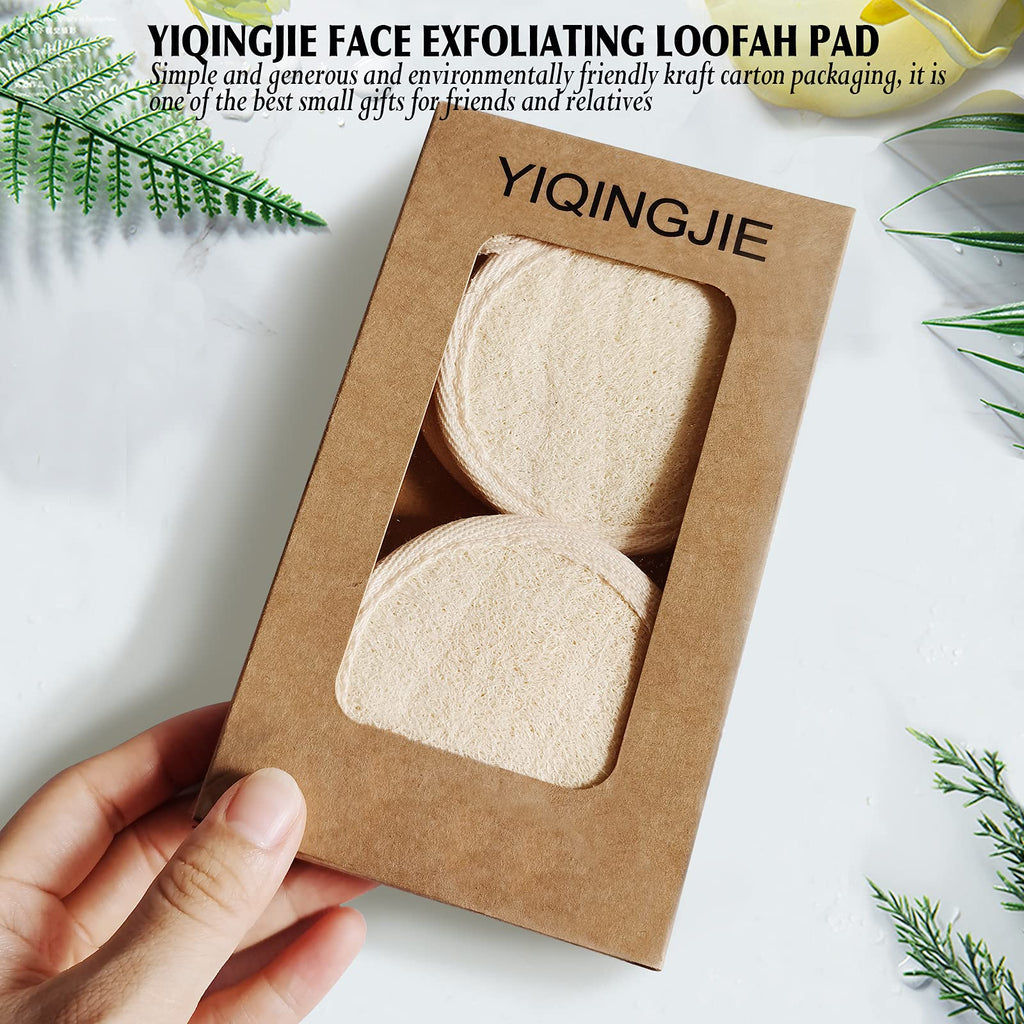YIQINGJIE Natural Loofah Exfoliating Face Scrubber (6Pack), Facial Scrubber Loofa Pads,Clean Blackheads Without Hurting The Skin, Luffa for Women and Men,Beige