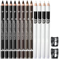 NewBang 12PCS Barber Pencil Hairline Outliner with Sharpener, Hairline & Beard Shaping Pencils for Men & Women (Black, White, Dark Brown, Light Brown)