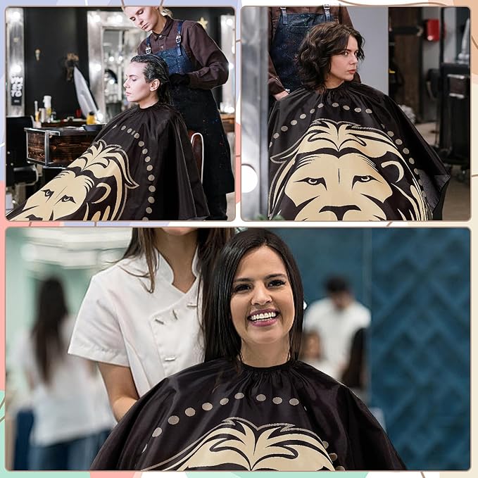 YELEGAI YELEGI Professional Hair Cutting Cape(2Pcs), Salon Barber Cape with Adjustable Snap Closure, Waterproof Hair Dye Color Hair dressing stylist apron (Lion)