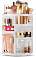 Masirs 360 Rotating Makeup Organizer for Vanity, Adjustable Shelf Height, Large Capacity Cosmetic and Skincare Storage, Lazy Susan Perfume Organizer for Dresser, Bathroom Countertop, White