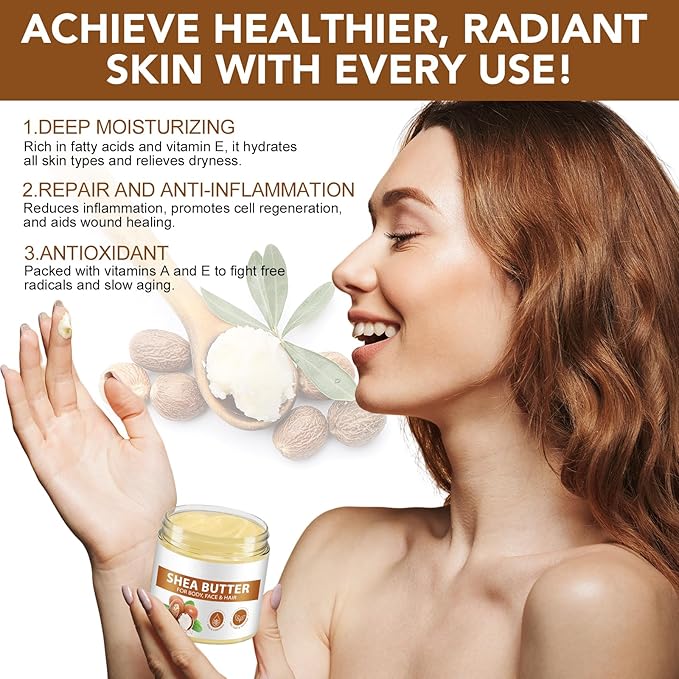 Shea Butter Raw, Pure Natural Shea Butter for Face & Body with Vitamin A, E and F, Hand Cream, Long-Lasting Hydration & Deeply Moisturizing for Dry, Cracked Skin, SkinCare, Keeps Skin Healthy 7.8 oz