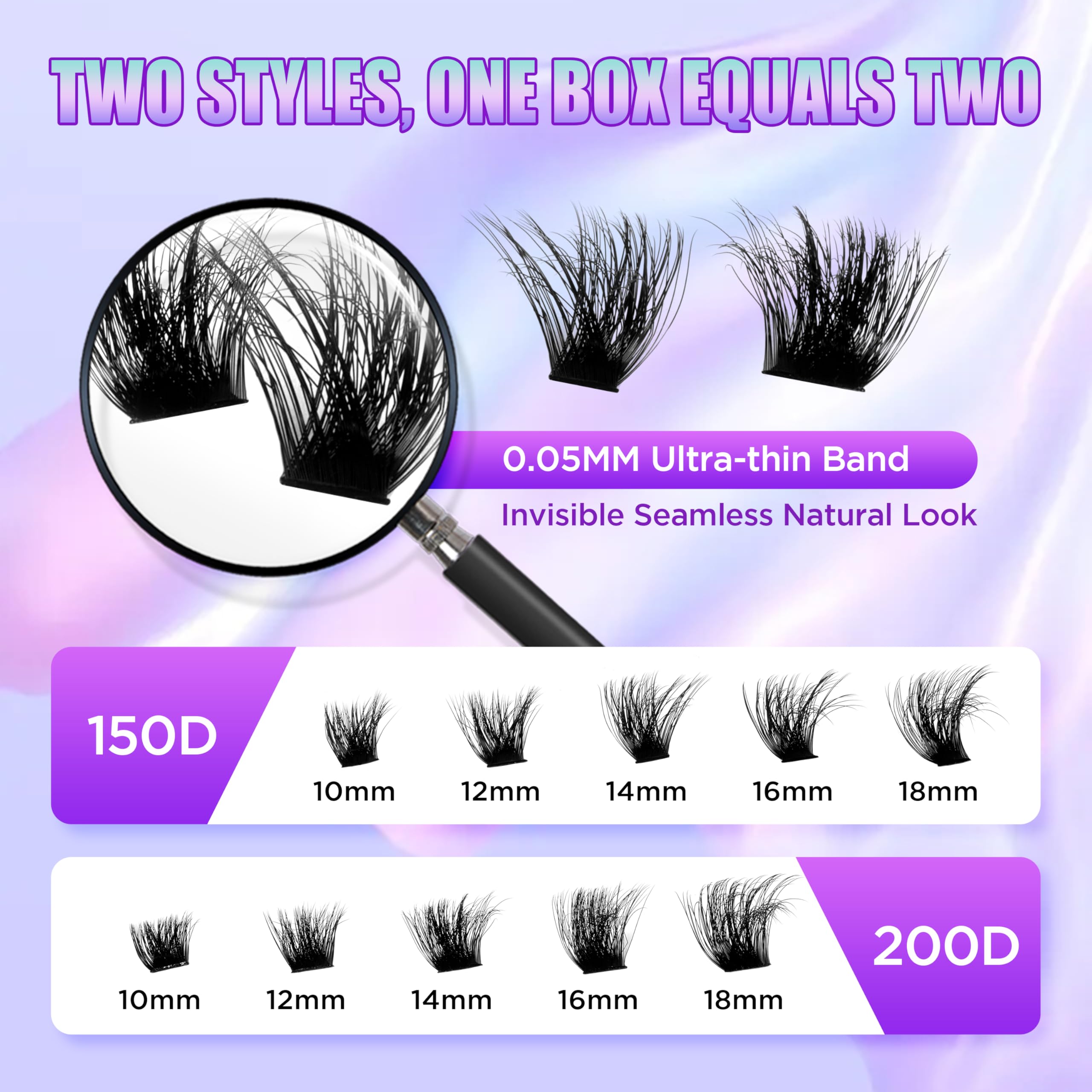 Elitefe Lash Extension Kit DIY Lash Clusters Kit Eyelash Extensions Individual Lashes Extensions with (Bond,Seal,Tweezers,240Pcs,150D+200D, 0.07D,10-18)