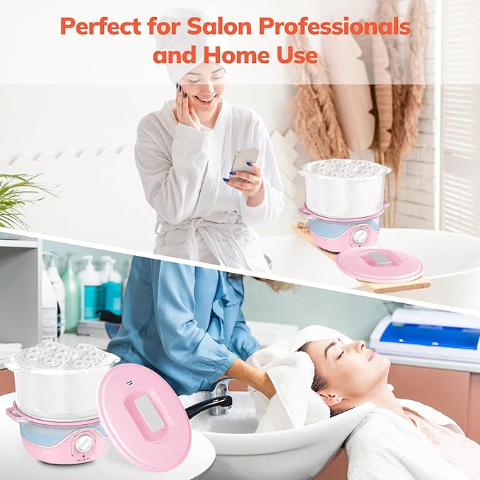 TASALON Pink Hot Towel Steamer for Facials, 5-Min Quick Heating Towel Warmer Machine, Portable Spa Salon Equipment with Aromatherapy for Massage