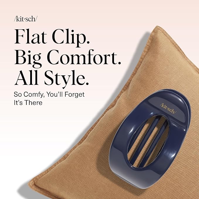 Kitsch Large Flat Claw Clips for Women - Stylish Flat Hair Clips, Strong Hold for Thick & Fine Hair | Non-Slip for Secure, Comfortable All-Day Wear - Blue Orchid, 1pc