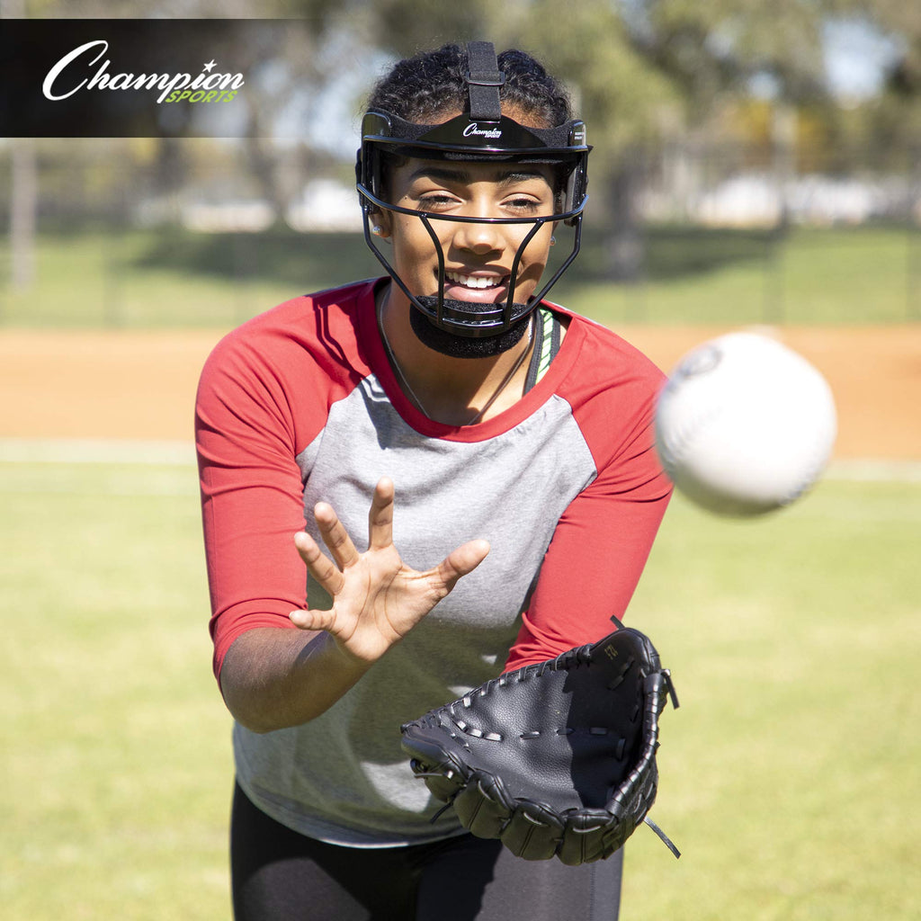 Champion Sports Steel Softball Face Mask - Classic Fielders Masks for Adults - Durable Head Guards - Premium Sports Accessories for Indoors and Outdoors - Purple